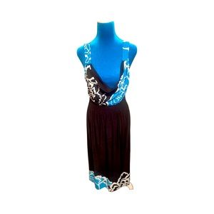 Ace 🌟Fashion xxlarge black and teal blue dress ruched waist has stretch